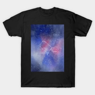 Gemini Star Constellation with Galaxy Background T-Shirt